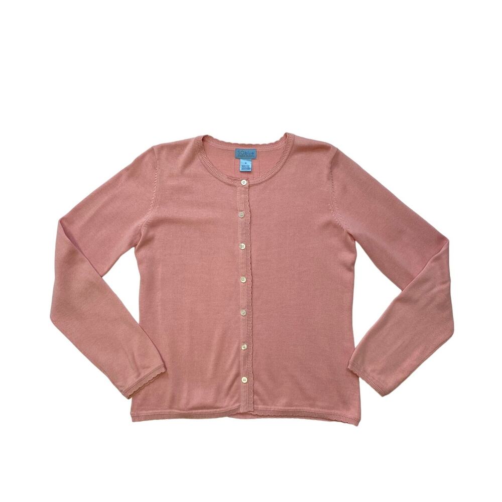 So Blue By Sigrid Olsen Pink Scalloped Trim Cardi… - image 1